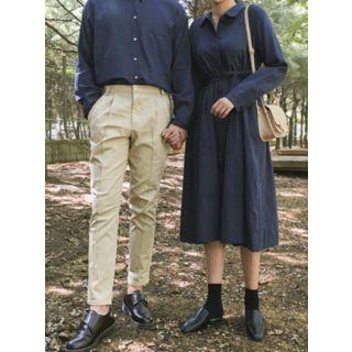 Long-sleeve Long Shirtdress With Sash