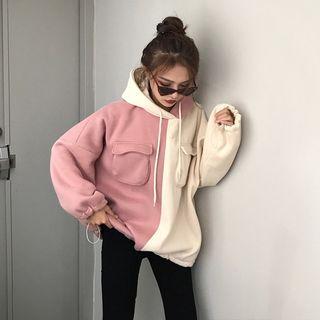 Loose-fit Two-tone Hooded Pullover
