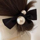 Faux Pearl Bow Velvet Hair Tie