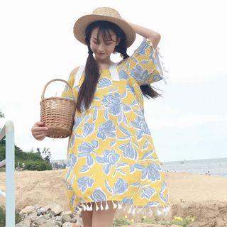 Short-sleeve Flower Print Sundress