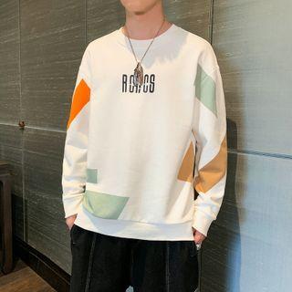 Letter Printed Color Block Sweatshirt