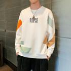 Letter Printed Color Block Sweatshirt