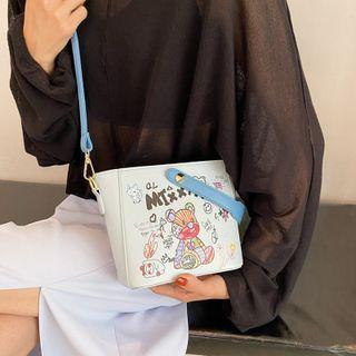 Cartoon Bear Print Bucket Bag