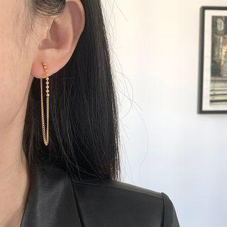 Chained Stainless Steel Earring 1 Pair - Gold - One Size