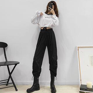 High-waist Drawcord Cargo Pants