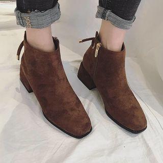 Side-zip Block-heel Ankle Boots