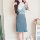 Lace Panel Mock Two-piece Short-sleeve Dress