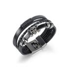 Fashion Personality Skull Multilayer Leather Bangle Silver - One Size