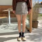 Inset Shorts Plaid Wrap Miniskirt Beige - One Size