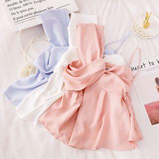 Plain Asymmetric Sleeveless Chiffon Top
