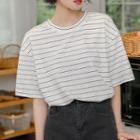 Striped Short-sleeve T-shirt Black Stripe - White - One Size