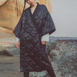 Flared-sleeve Midi Padded Coat Black - One Size