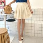 Button-front Linen Blend Miniskirt