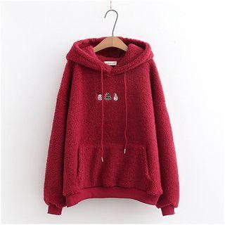 Rabbit & Deer Embroidered Fleece Hoodie