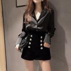 Sequin Collar Blouse / High Waist Shorts