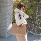 Dual-pocket Faux-suede Tote