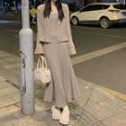 Sleeveless Knit Maxi A-line Dress / Bell-sleeve Cardigan
