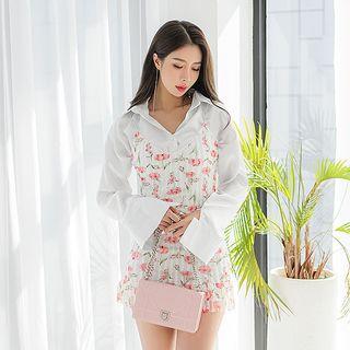 Pocket-front Satin Blouse