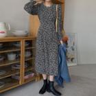 Round Neck Tie-waist Long Floral Dress