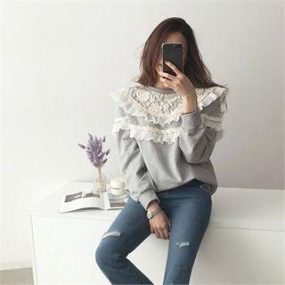Lace-panel Loose-fit Sweatshirt