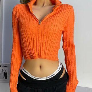 Zip Cable-knit Sweater