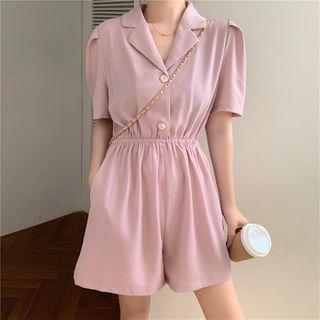 Short-sleeve Single Breast Tie-waist Playsuit