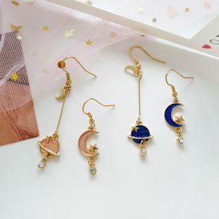 Non-matching Planet & Moon Dangle Earring