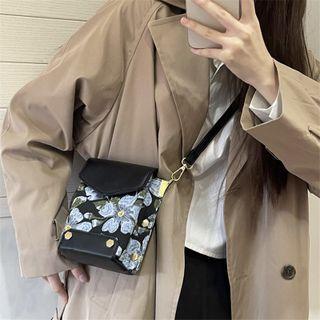 Floral Print Studded Crossbody Bag