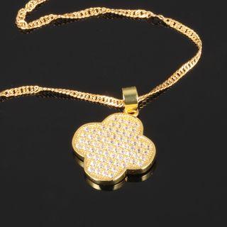 Rhinestone Clover Drop Necklace