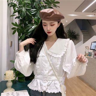Lace Peplum Top White - One Size