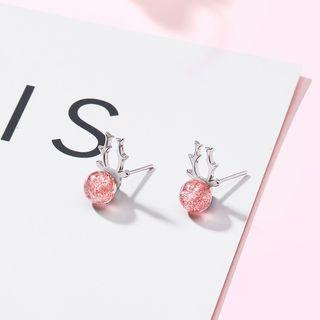 925 Sterling Silver Deer Bead Earring 1 Pair - As Shown In Figure - One Size