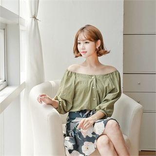 Square-neck Convertible Blouse