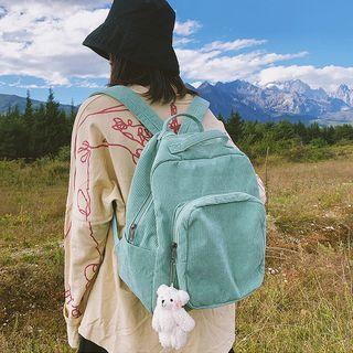 Bear Charm Corduroy Backpack