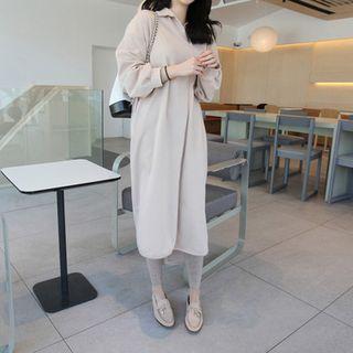 Open-placket Drop-shoulder Dress