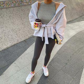 Open-front Boxy Hoodie With Sash