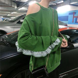 Frilled Long-sleeve Loose-fit Pullover