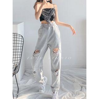 Distressed Loose-fit Jogger Pants