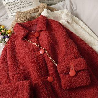 Collared Loose-fit Fleece Jacket With Mini Crossbody Bag