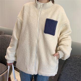 Lettering Print Fleece Jacket