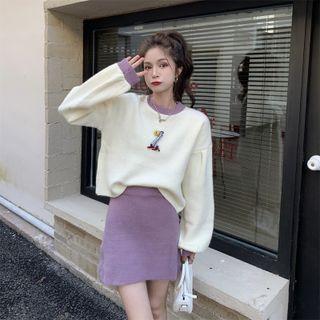 Applique Sweater / Mini A-line Skirt