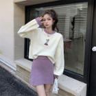 Applique Sweater / Mini A-line Skirt