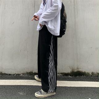 Zebra Print Panel Wide Leg Pants