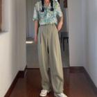 Short-sleeve Floral Print Shirt / Wide-leg Pants
