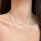Faux Crystal Layered Alloy Choker Necklace - Transparent - One Size