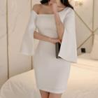 Cold Shoulder Cape-sleeve Sheath Mini Dress