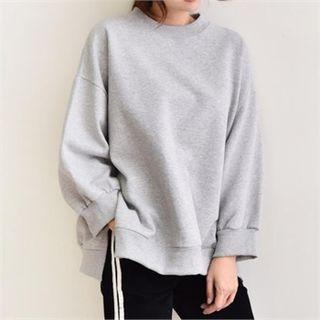 Drop-shoulder Slit-hem Sweatshirt