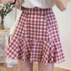 Checked Ruffle Hem Mini A-line Skirt