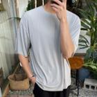 Crew-neck Crystal-pleat T-shirt