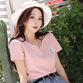 Short-sleeve Stamp Detail T-shirt