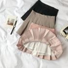 Plain Pleated A-line Mini Skirt